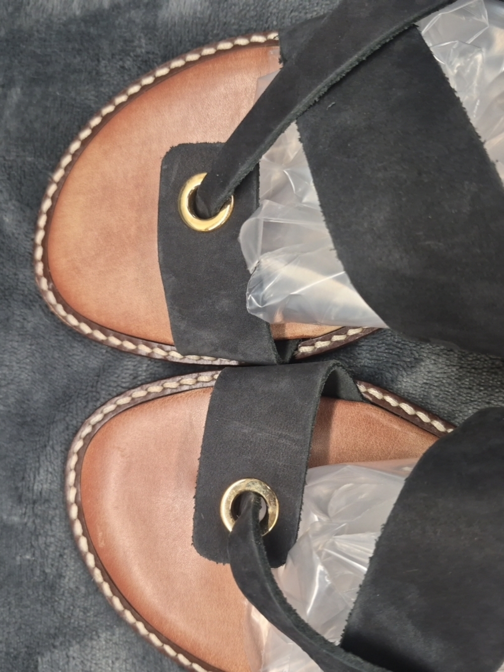 Coach And Four Black Slip On Sandals Women's Size 6.5 Paded Footbed Made Italy - Picture 8 of 11